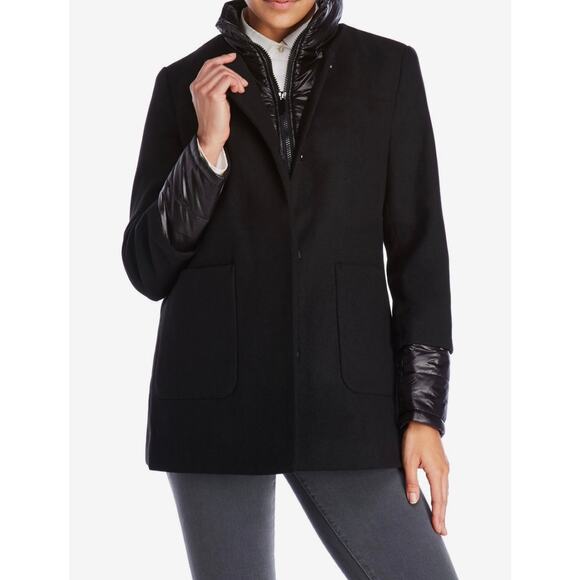 French Connection Combo Peacoat & Puffer Jacket Black‎ Burgundy Size S - Picture 1 of 14